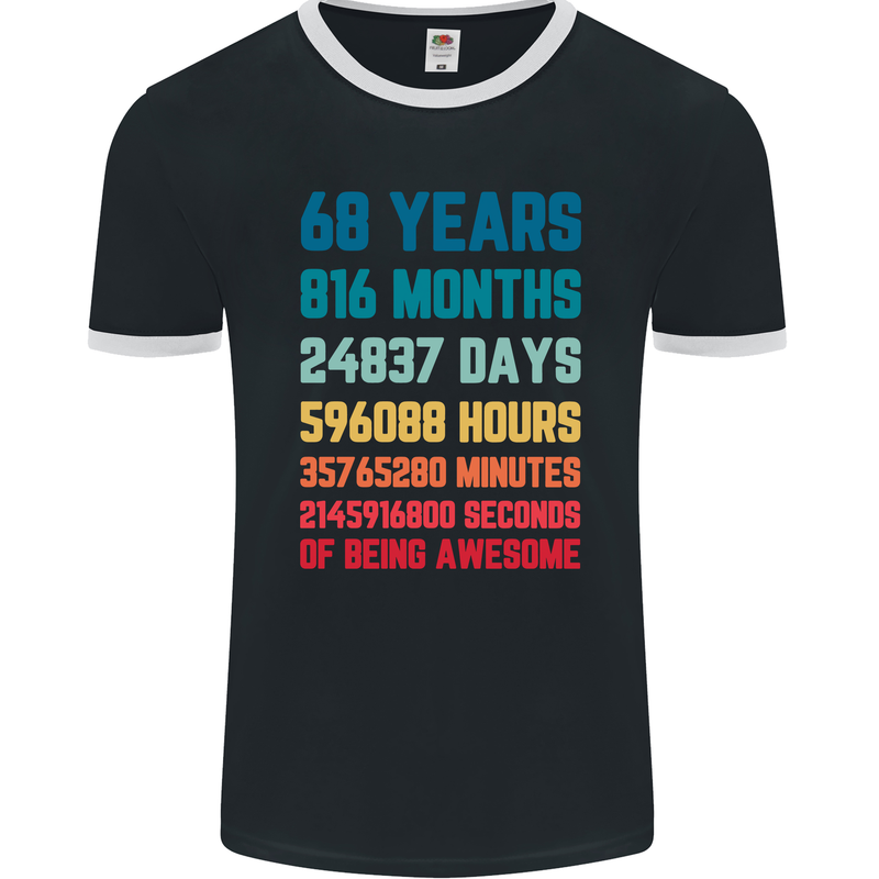 68th Birthday 68 Year Old Mens Ringer T-Shirt FotL Black/White