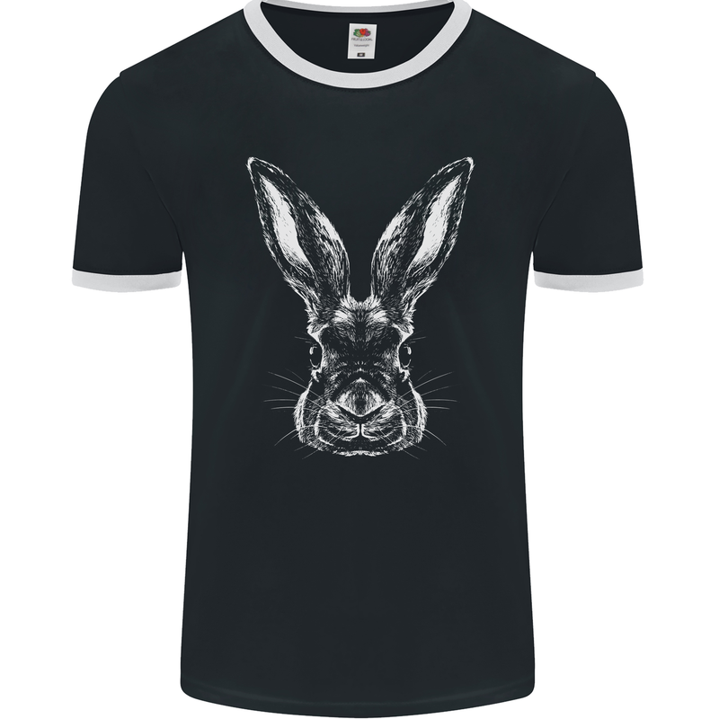 A Rabbit Head Mens Ringer T-Shirt FotL Black/White