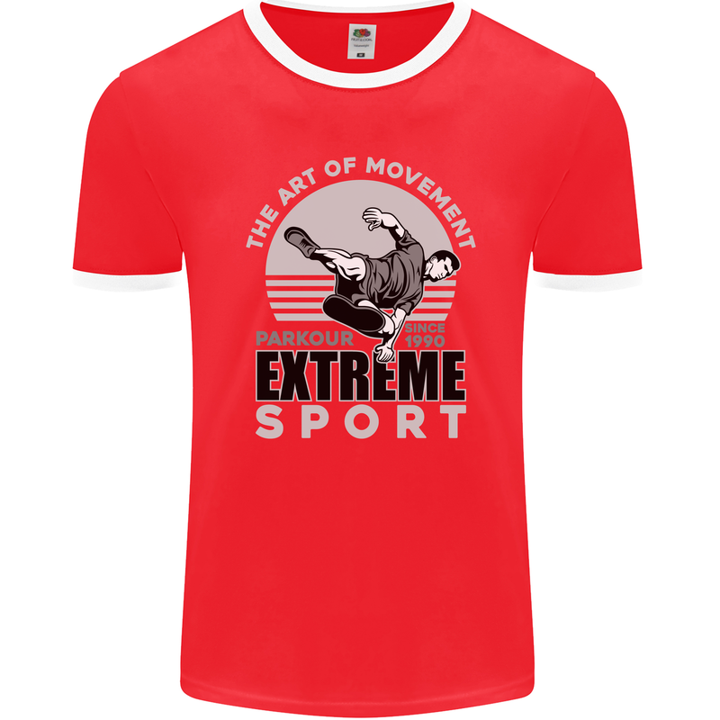 Parkour Free Running the Art of Movement Mens Ringer T-Shirt FotL Red/White