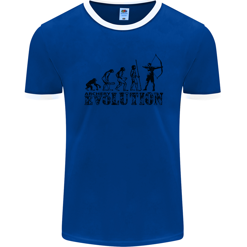 Evolution of an Archer Funny Archery Archer Mens Ringer T-Shirt FotL Royal Blue/White