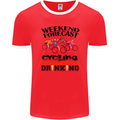 Weekend Forecast Cycling Cyclist Bicycle Mens Ringer T-Shirt FotL Red/White