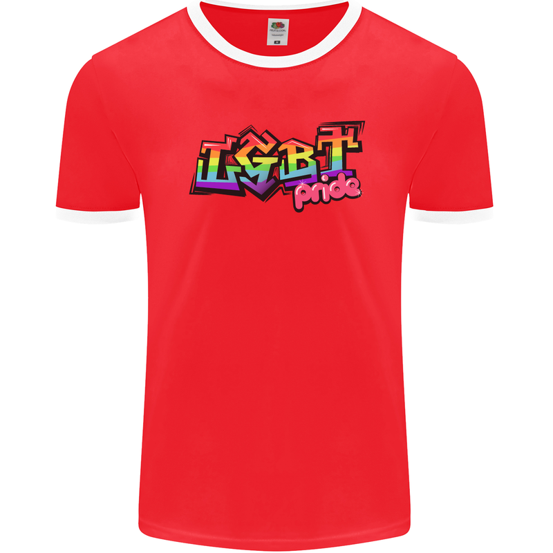 LGBT Gay Pride Day Awareness Mens Ringer T-Shirt FotL Red/White