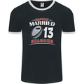 13 Year Wedding Anniversary 13th Rugby Mens Ringer T-Shirt FotL Black/White