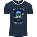 Get in Loser Funny Alien UFO Mens Ringer T-Shirt FotL Navy Blue/White