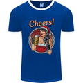 Christmas Sexy Santa Clause Xmas Mens Ringer T-Shirt FotL Royal Blue/White
