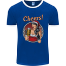 Christmas Sexy Santa Clause Xmas Mens Ringer T-Shirt FotL Royal Blue/White