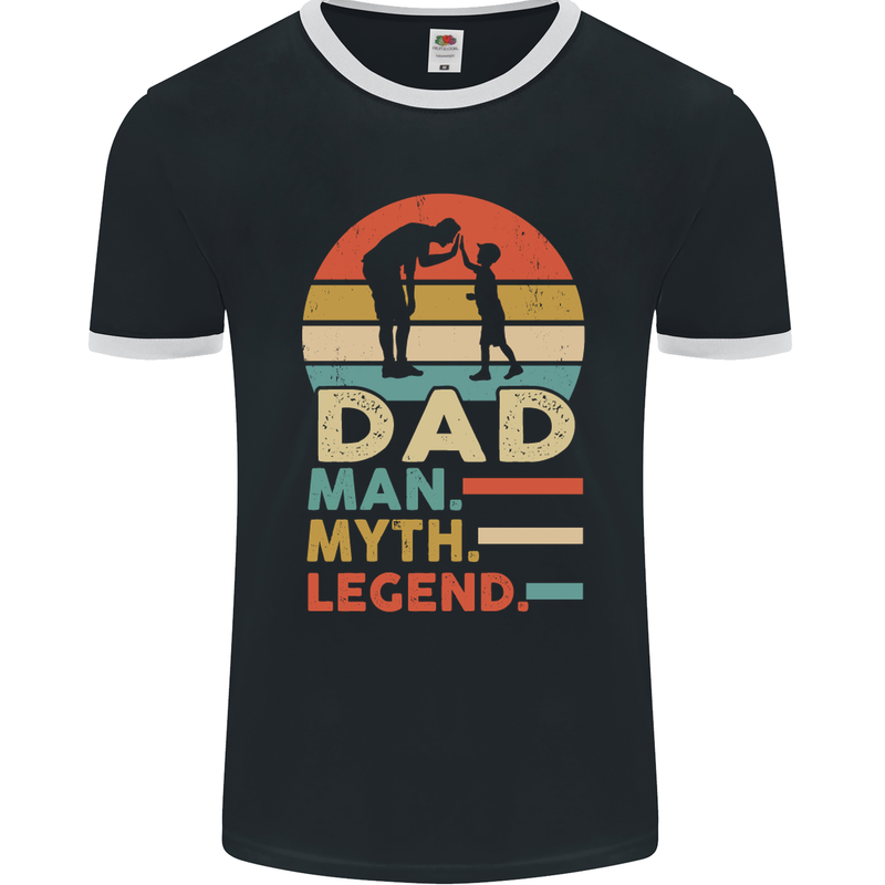 Dad Man Myth Legend Funny Fathers Day Mens Ringer T-Shirt FotL Black/White