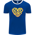 Love Word Art Heart Shape Anti-War Hippy Mens Ringer T-Shirt FotL Royal Blue/White