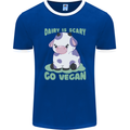 Dairy Is Scary Go Vegan Funny Mens Ringer T-Shirt FotL Royal Blue/White