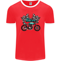 Cafe Racer Biker Motorcycle Motorbike Mens Ringer T-Shirt FotL Red/White