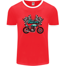 Cafe Racer Biker Motorcycle Motorbike Mens Ringer T-Shirt FotL Red/White