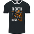 Acoustic Music Country & Western Guitar Mens Ringer T-Shirt FotL Black/White