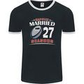 27 Year Wedding Anniversary 27th Rugby Mens Ringer T-Shirt FotL Black/White