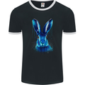 Watercolour Rabbit Mens Ringer T-Shirt FotL Black/White