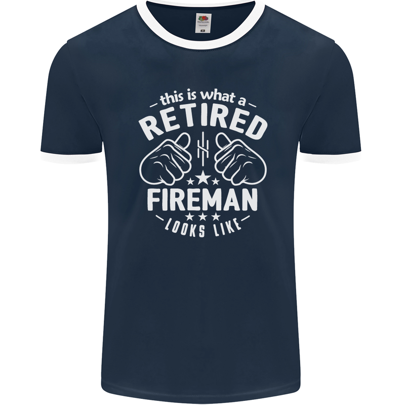 This Is What a Retired Fireman Looks Like Mens Ringer T-Shirt FotL Navy Blue/White
