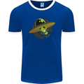 A Funny Alien Stuck in a UFO Flying Saucer Mens Ringer T-Shirt FotL Royal Blue/White