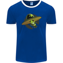 A Funny Alien Stuck in a UFO Flying Saucer Mens Ringer T-Shirt FotL Royal Blue/White