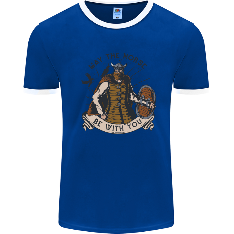 May the Norse Be With You Funny Viking Mens Ringer T-Shirt Royal Blue/White