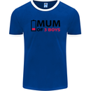 Mum of Three Boys Funny Mother's Day Mens Ringer T-Shirt FotL Royal Blue/White