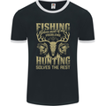 Fishing & Hunting Fisherman Hunter Funny Mens Ringer T-Shirt FotL Black/White