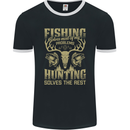 Fishing & Hunting Fisherman Hunter Funny Mens Ringer T-Shirt FotL Black/White
