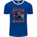 No Coffee No Work Funny Skull Grim Reaper Mens Ringer T-Shirt FotL Royal Blue/White