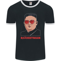 Rocket Man Kim Jong-un Missile Test Funny Mens Ringer T-Shirt FotL Black/White