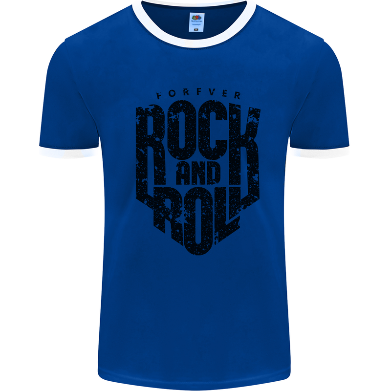 Forever Rock and Roll Music Mens Ringer T-Shirt Royal Blue/White