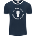 A Little Head Funny Offensive Slogan Mens Ringer T-Shirt FotL Navy Blue/White