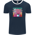 Grumpy Axolotl With Coffee Mens Ringer T-Shirt FotL Navy Blue/White