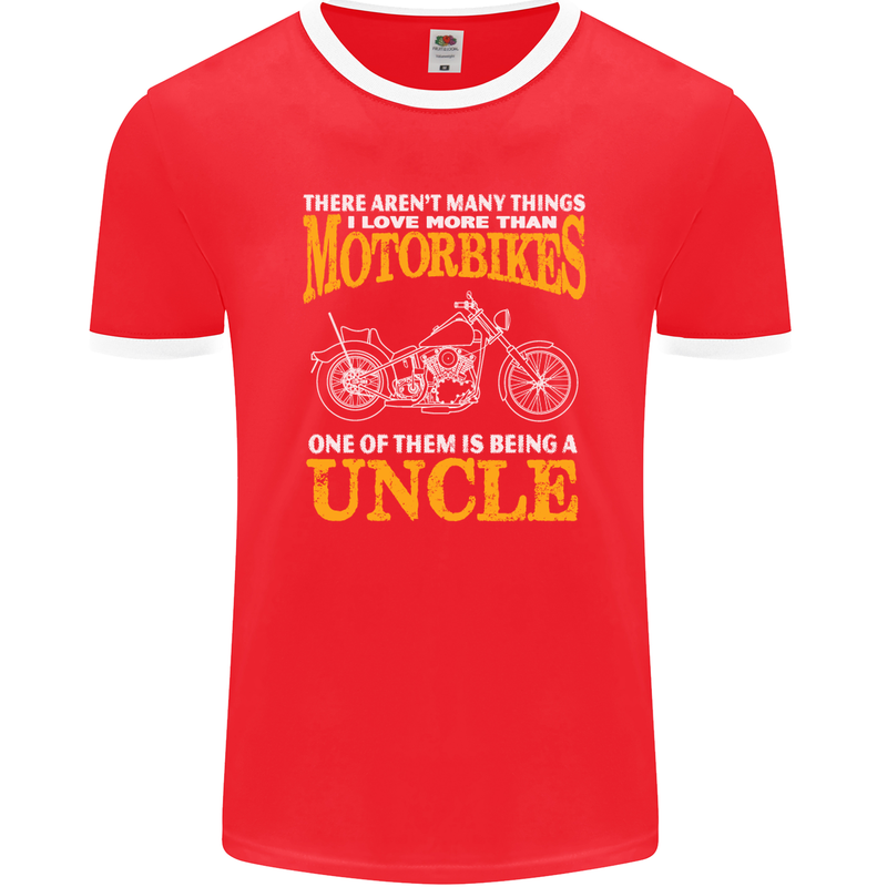 Being An Uncle Biker Motorcycle Motorbike Mens Ringer T-Shirt FotL Red/White