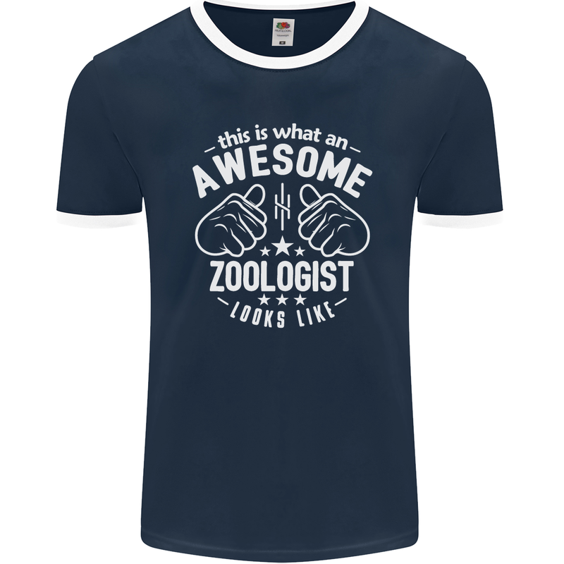 An Awesome Zoologist Looks Like Mens Ringer T-Shirt FotL Navy Blue/White