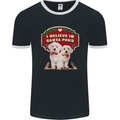 Christmas Maltese Funny Santa Paws Xmas Mens Ringer T-Shirt FotL Black/White