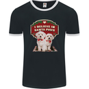 Christmas Maltese Funny Santa Paws Xmas Mens Ringer T-Shirt FotL Black/White