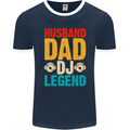 Husband Dad DJ Legend Fathers Day Mens Ringer T-Shirt FotL Navy Blue/White