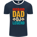 Husband Dad DJ Legend Fathers Day Mens Ringer T-Shirt FotL Navy Blue/White