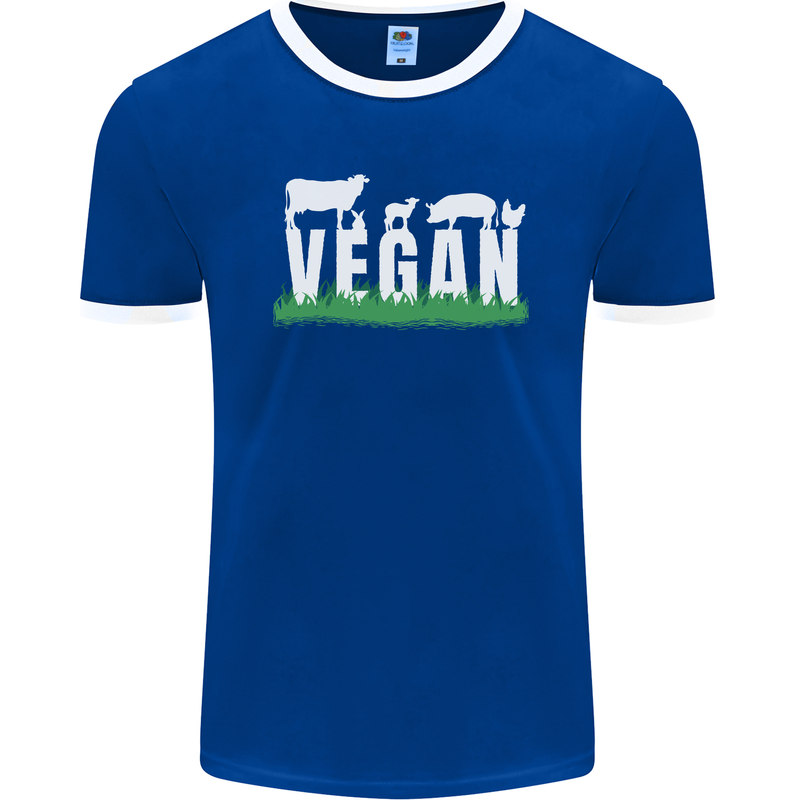 Vegan Field Mens Ringer T-Shirt FotL Royal Blue/White