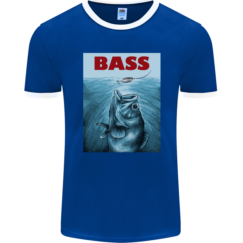 Bass Fishing Parody Fuuny Fisherman Mens Ringer T-Shirt FotL Royal Blue/White