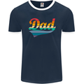 Father's Day Retro Dad Swoosh Mens Ringer T-Shirt FotL Navy Blue/White