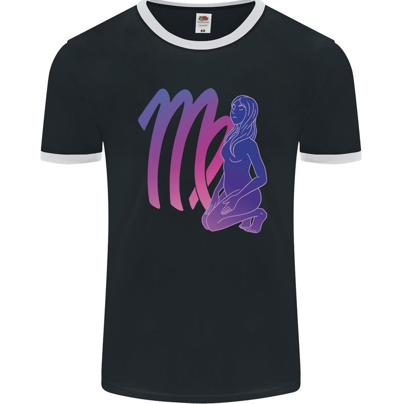 Virgo Woman Star Sign Zodiac Astrological Mens Ringer T-Shirt FotL Black/White