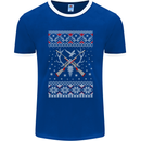 Huntsmath Christmas Hunting Funny Xmas Mens Ringer T-Shirt FotL Royal Blue/White