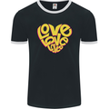 Love Word Art Heart Shape Anti-War Hippy Mens Ringer T-Shirt FotL Black/White