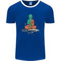 Meditating Alien UFO Yoga Mens Ringer T-Shirt FotL Royal Blue/White