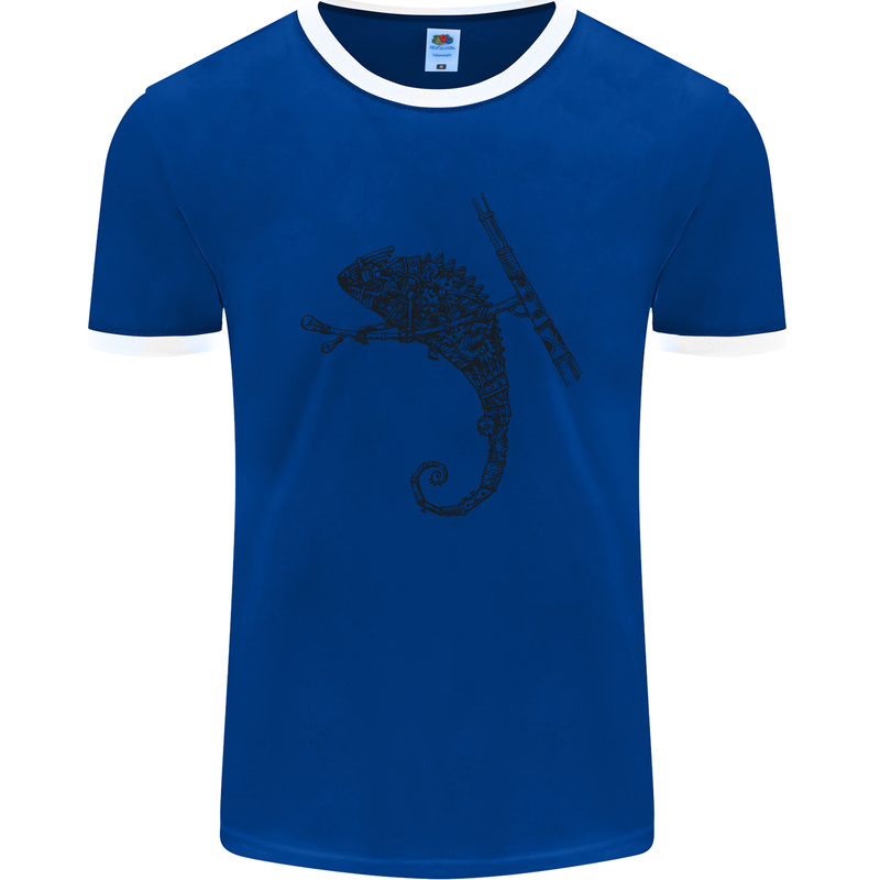 Steampunk Chameleon Mens Ringer T-Shirt FotL Royal Blue/White