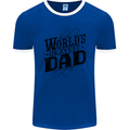 Worlds Okayest Dad Funny Fathers Day Mens Ringer T-Shirt FotL Royal Blue/White