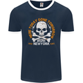 Biker Skull Here Today Motorbike Motorcycle Mens Ringer T-Shirt FotL Navy Blue/White