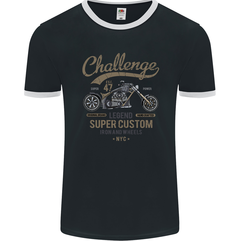 Challenge Legend Custom Chopper Motorbike Mens Ringer T-Shirt FotL Black/White