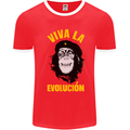 Funny Che Guevara Evolution Monkey Atheist Mens White Ringer T-Shirt Red/White