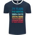 79th Birthday 79 Year Old Mens Ringer T-Shirt FotL Navy Blue/White