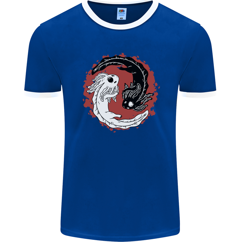 Yin Yang Axoloti Mens Ringer T-Shirt FotL Royal Blue/White